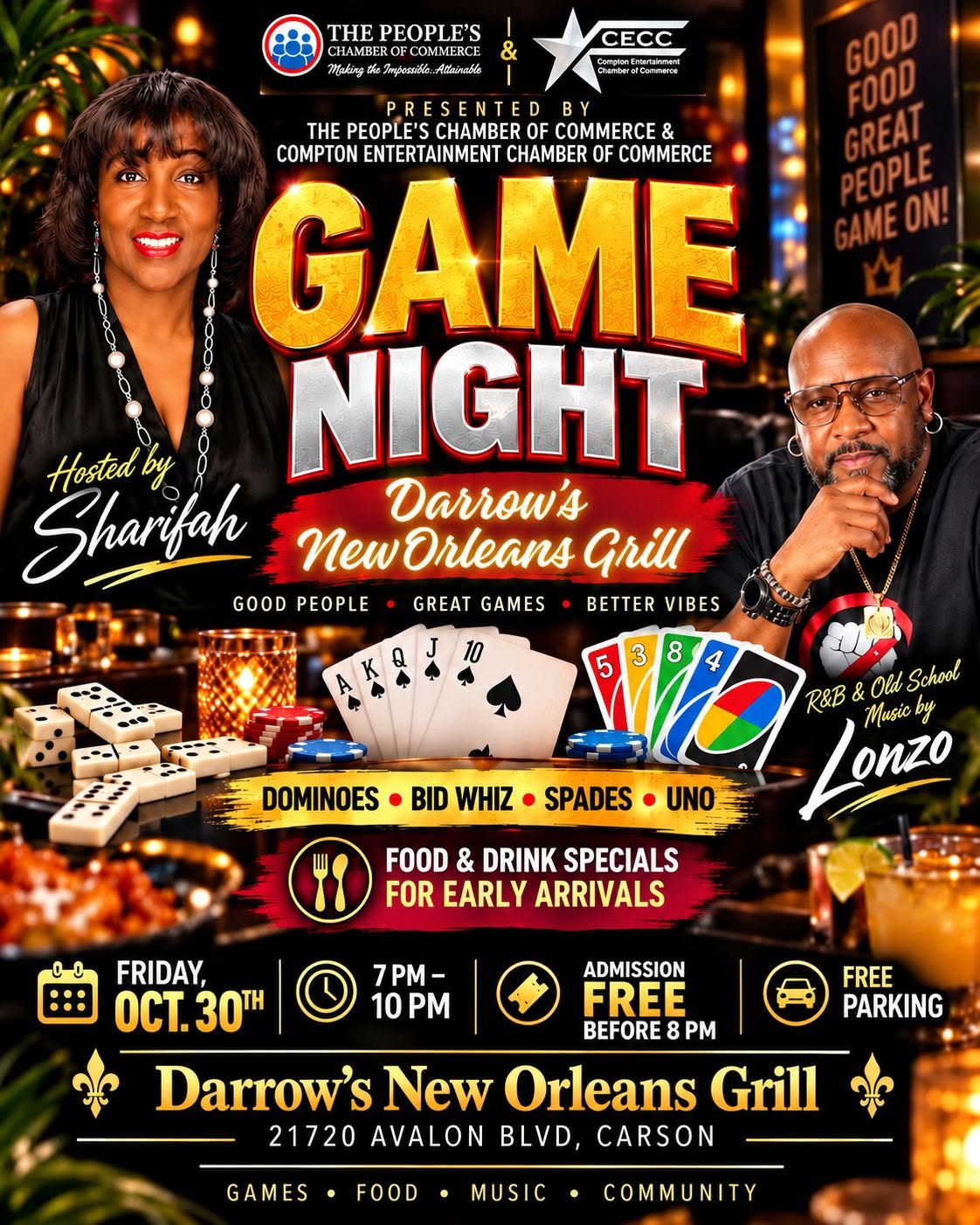 Game Night at Darrow’s New Orleans Grill